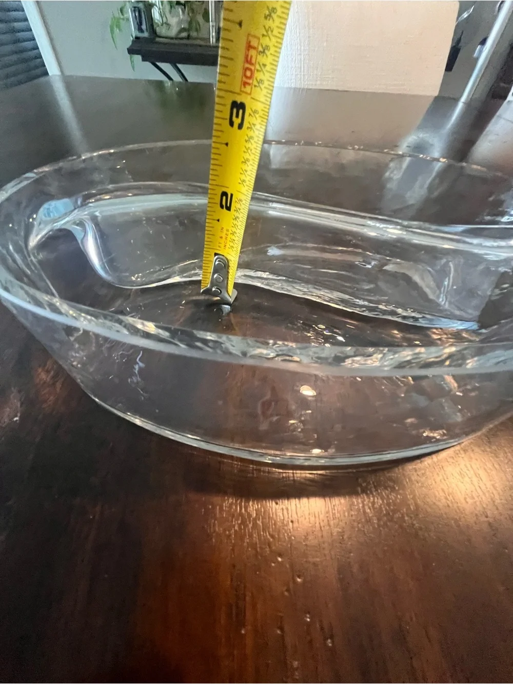 Clear Glass Decorative Dish with Curved Divider